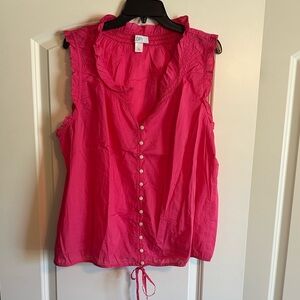 Ann Taylor Loft Button Front Sleeveless Top Size XL Pink